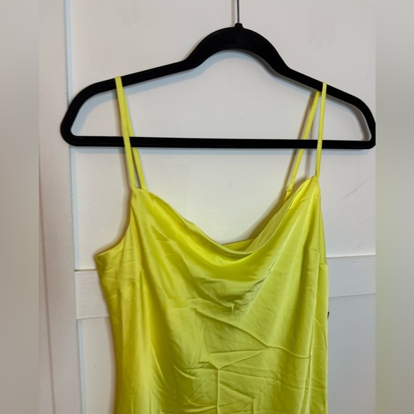 Nwt Express Lime Green Satin Drape Neck Slip Dress - Picture 6 of 6